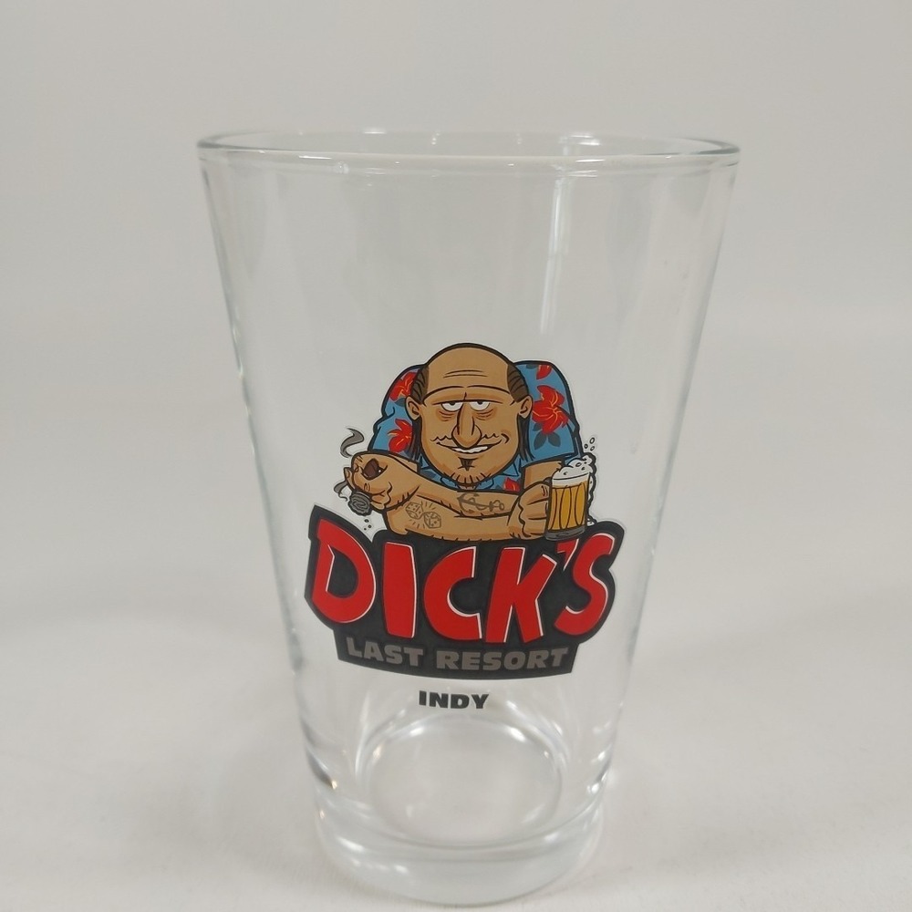 Dick's Last Resort Indy 1 Pint Beer Glass 16oz. w/Color Logo